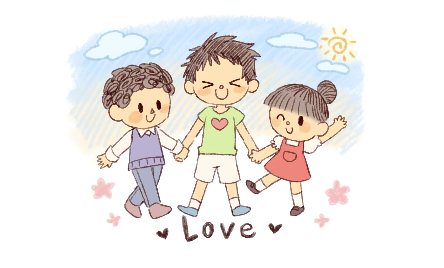 Child-drawn illustration representing Love